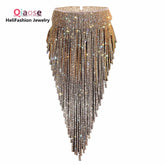 Stunning Rhinestone Long Chain Choker Necklace - Shiny Fashion Jewelry for Women
